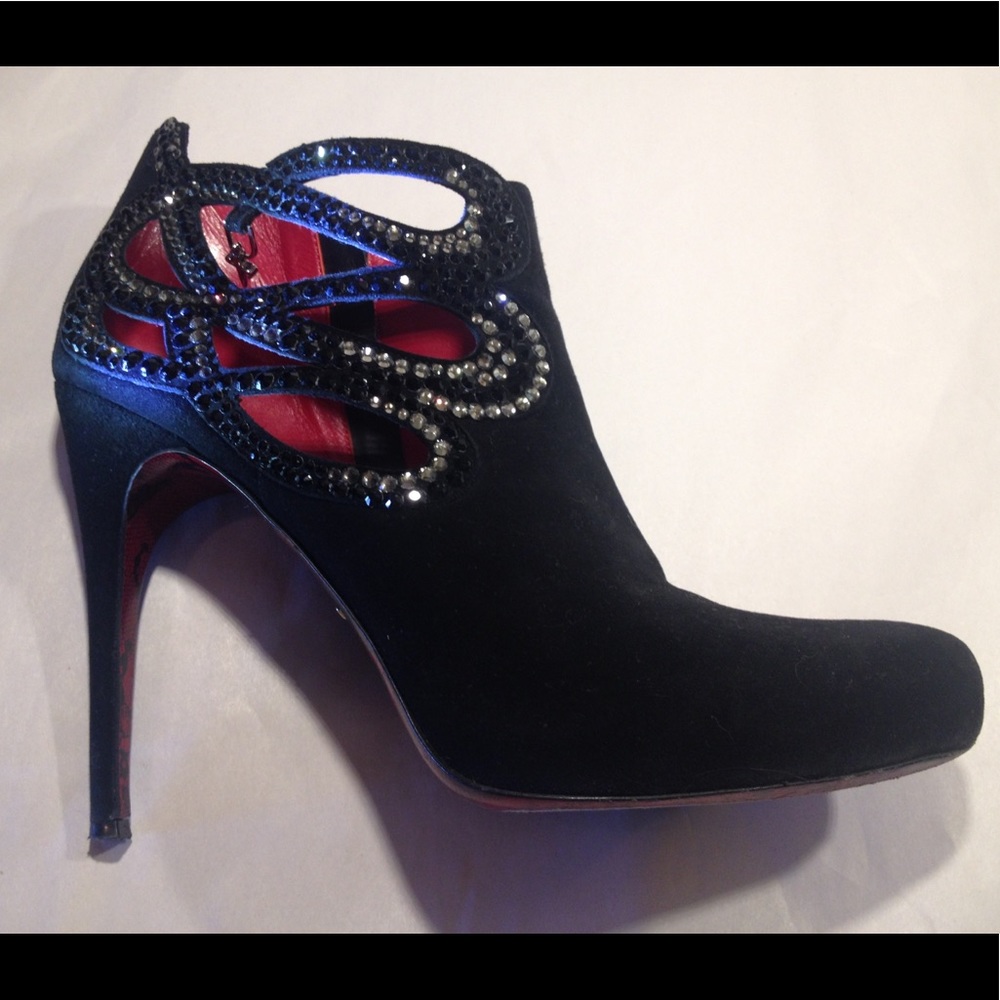 Cesare Paciotti Swarovski Crystal Studd Suede Boot